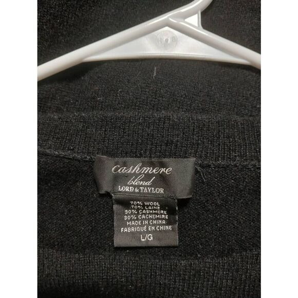 Lord and Taylor womens large boat neck wool cashmere black sweater dress - Picture 5 of 6